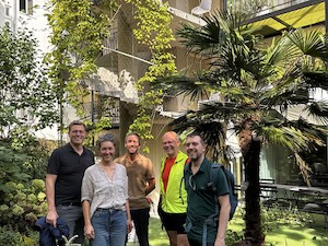 ©  Simon Seher /Besuch beim Stadthaus aus dem 16. Jhdt. in Linz; v.l.n.r.: Stefan Kaineder, Sandra Gnigler, Gunar Wilhelm, Günter Lang u. Markus Lang