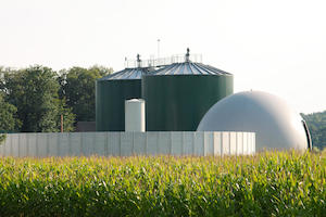 © Dirk Grasse/piclease / Die Energie für das Nahwärmenetz kommt von einer Biogasanlage wie dieser und soll über einen zentralen Wärmetauscher mit Wärmespeicher an die einzelnen Neubauten im Gebiet „Dammacker 2“ in Schafflund verteilt werden.